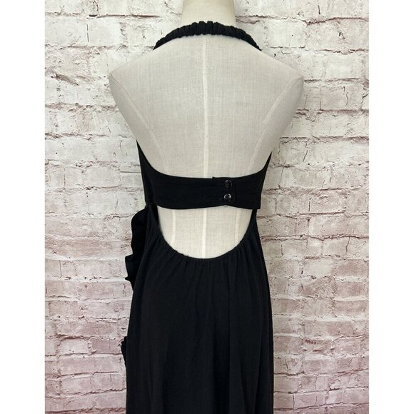 Ana Rosa Womens Halter Dress Handpainted Floral Art to Wear Black Cotton Size S - Picture 5 of 7